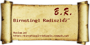 Birnstingl Radiszló névjegykártya